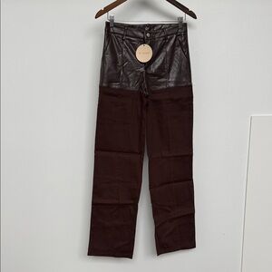 Brown Faux Leather High-Waisted Pants